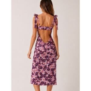 Anthropologie Summer Away Provence Midi Dress Floral Tie Strap Open Back Maxi